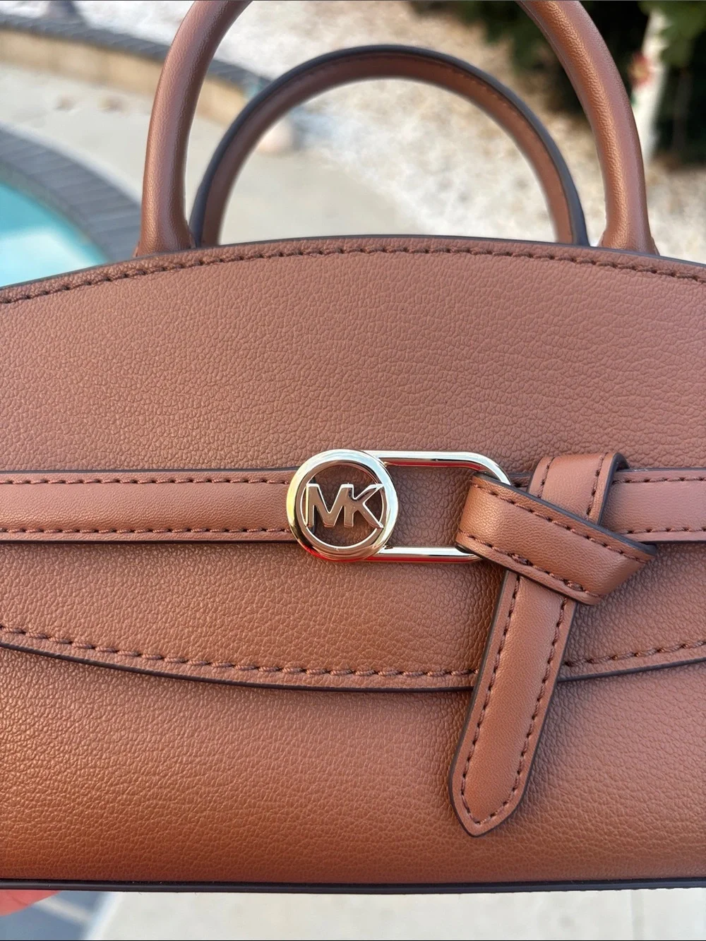 Michael Kors Greta Cognac Brown Leather Mini Satchel